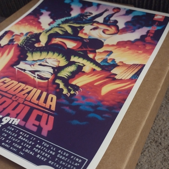 CHARLES BARKLEY💥VS GODZILLA🔥OLD SCHOOL ULTRA GLOSSY ART 8.5x11 POSTER SET OF 2 - Picture 7 of 8